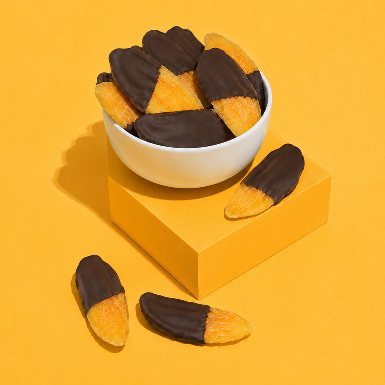 Mango Scheiben mit Zartbitter-Schokolade
