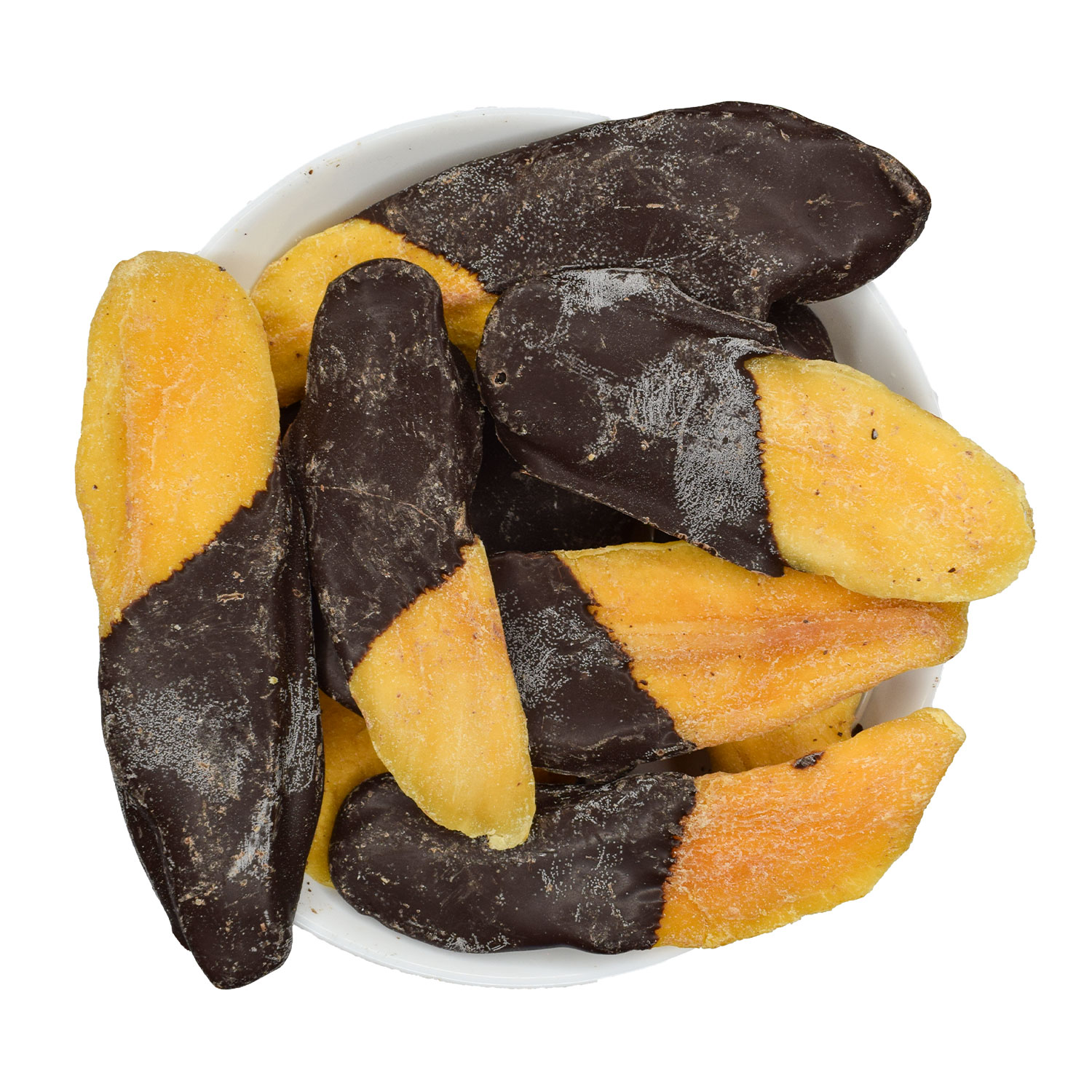Mango Scheiben in Zartbitter Schokolade eingedippt